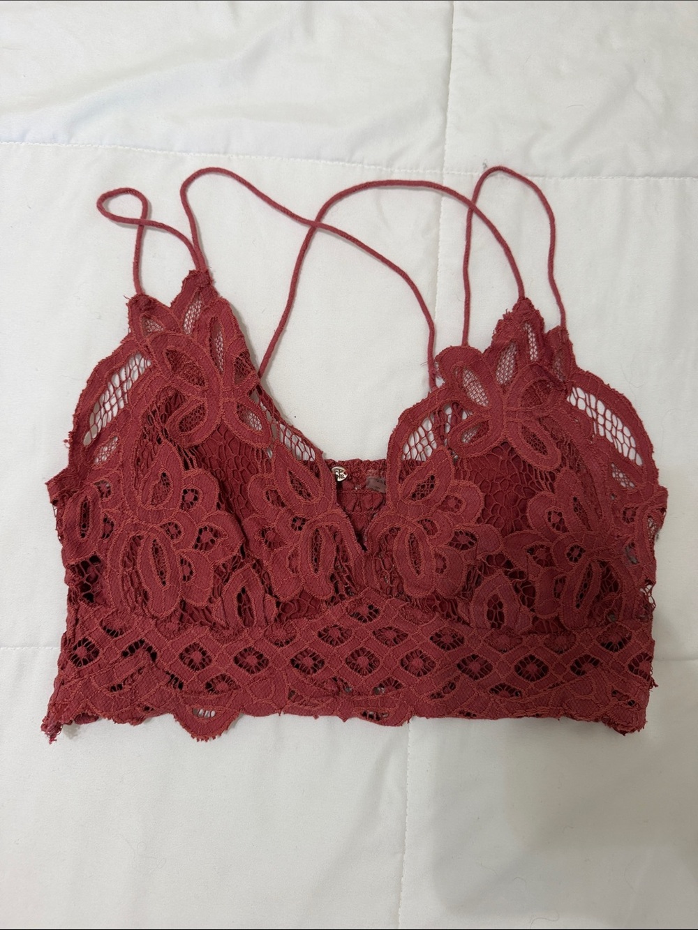 Free People Floral Lace Bandeau Bralette in Wine